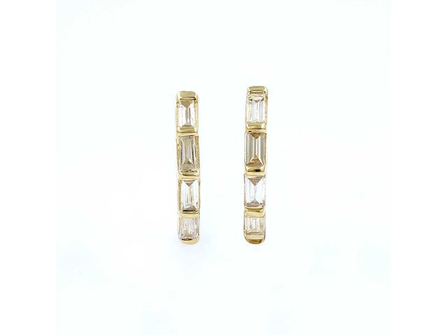 14 kt geelgouden oorbel met natuurlijke diamant - afbeelding 2 van  6