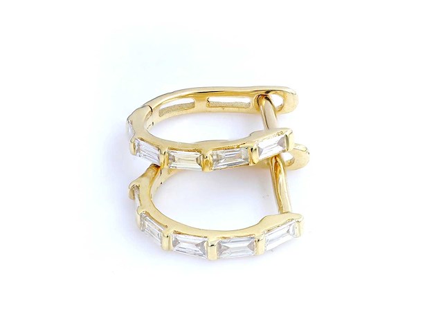 14 kt geelgouden oorbel met natuurlijke diamant - afbeelding 3 van  6