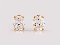 14 kt geelgouden oorbellen met 4,24 cts in het laboratorium gekweekte diamant - afbeelding 1 van  8