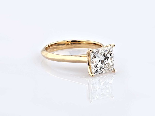 14 kt geelgouden ring 2,86 cts met laboratoriumgekweekte diamant - afbeelding 2 van  8