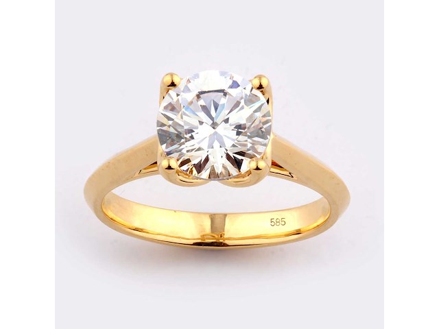 14 kt geelgouden ring met 2.0cts lab gekweekte diamant (maat-eu-54) - afbeelding 1 van  11