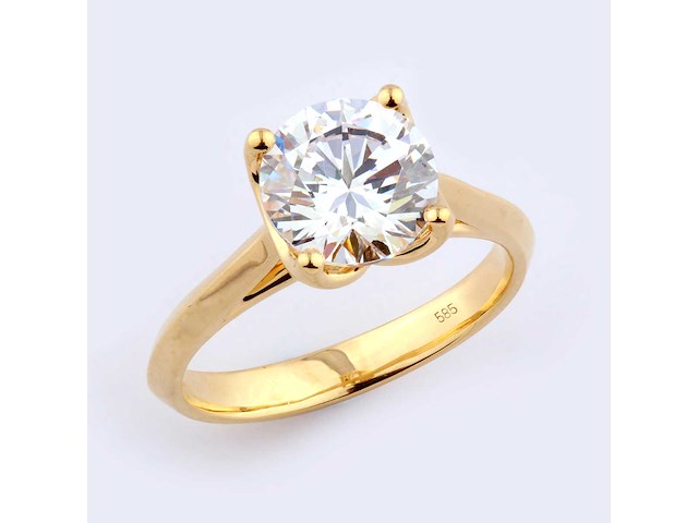 14 kt geelgouden ring met 2.0cts lab gekweekte diamant (maat-eu-54) - afbeelding 10 van  11