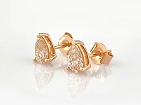 14 kt pink gold earrings with 0.98 cts pink fancy coloured lab grown diamond - afbeelding 2 van  7