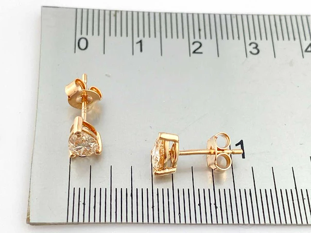 14 kt pink gold earrings with 0.98 cts pink fancy coloured lab grown diamond - afbeelding 5 van  7