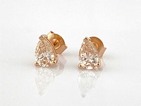14 kt rosé gouden oorbellen met 0.98 cts roze fancy gekleurde lab grown diamond - afbeelding 1 van  7