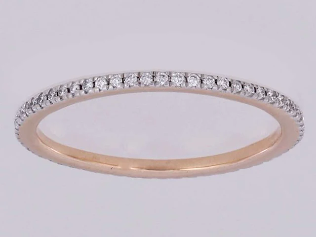 14 kt roségouden ring met full eternity diamond - afbeelding 1 van  6