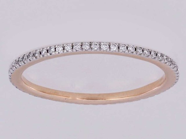 14 kt roségouden ring met volledige eeuwigheidsdiamant - afbeelding 1 van  6