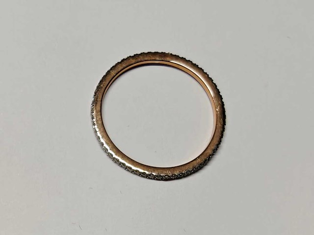 14 kt roségouden ring met volledige eeuwigheidsdiamant - afbeelding 6 van  6