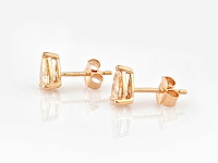 14 kt roze gouden oorbellen met 0,98 cts roze, chique gekleurde labgekweekte diamant - afbeelding 5 van  7