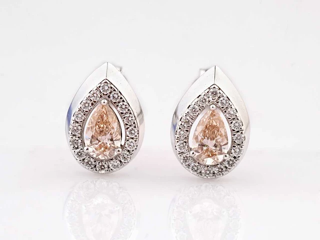 14 kt white gold earring with 1.39 cts lab grown diamond - afbeelding 1 van  7