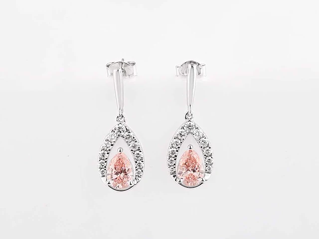 14 kt white gold earring with 1.90 cts lab grown diamond - afbeelding 1 van  7