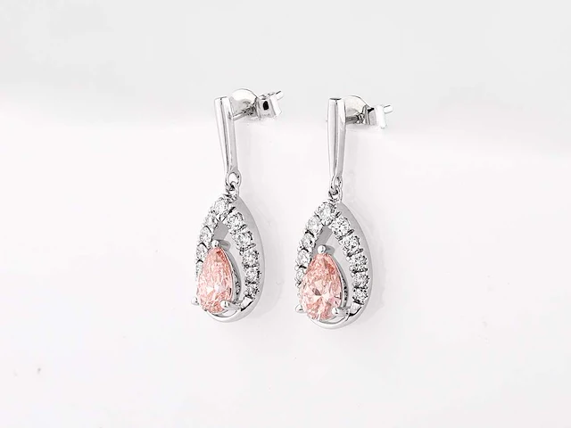 14 kt white gold earring with 1.90 cts lab grown diamond - afbeelding 2 van  7