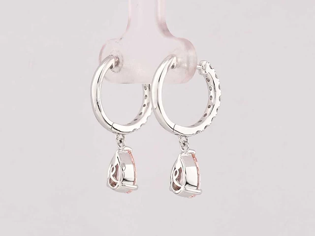 14 kt white gold earring with 1.98 cts lab grown diamond - afbeelding 3 van  8