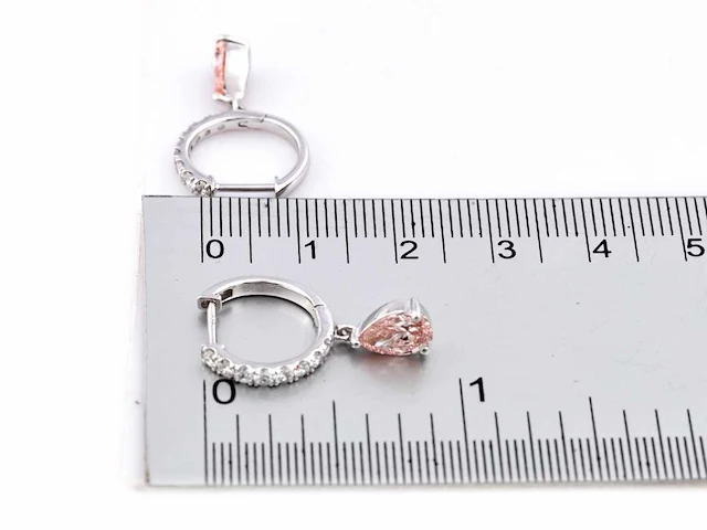 14 kt white gold earring with 1.98 cts lab grown diamond - afbeelding 4 van  8