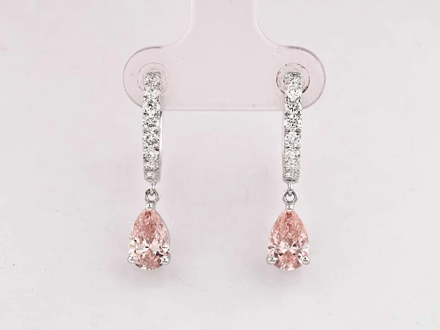 14 kt white gold earring with 1.98 cts lab grown diamond - afbeelding 7 van  8
