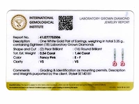 14 kt white gold earring with 1.98 cts lab grown diamond - afbeelding 8 van  8