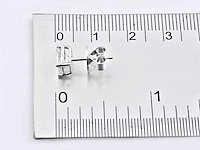14 kt white gold earring with 2.0 cts emerald cut lab grown diamond - afbeelding 2 van  6