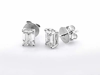 14 kt white gold earring with 2.0 cts emerald cut lab grown diamond - afbeelding 4 van  6