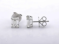 14 kt white gold earring with 2.0 cts emerald cut lab grown diamond - afbeelding 5 van  6