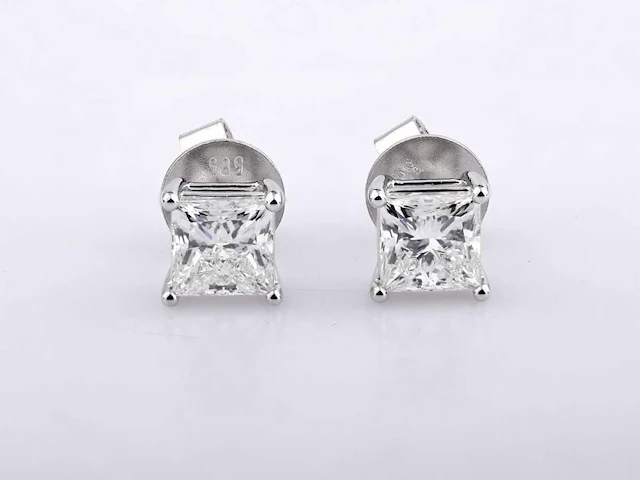 14 kt white gold earring with 2.0 cts lab grown diamond - afbeelding 1 van  6