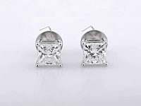 14 kt white gold earring with 2.0 cts lab grown diamond - afbeelding 1 van  6