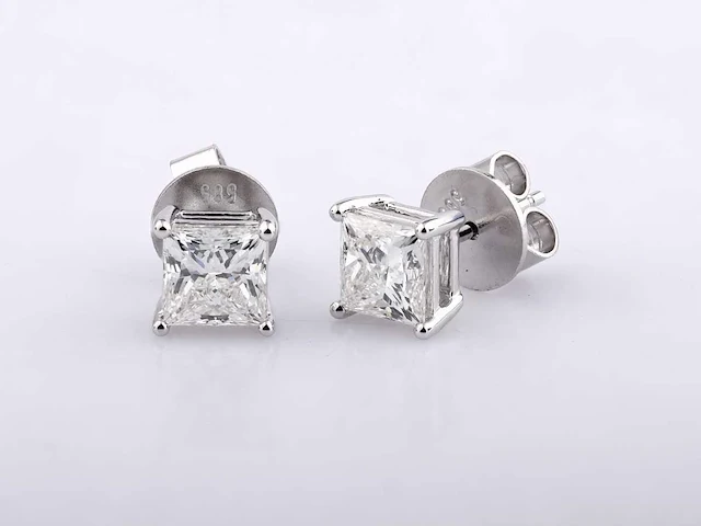 14 kt white gold earring with 2.0 cts lab grown diamond - afbeelding 2 van  6
