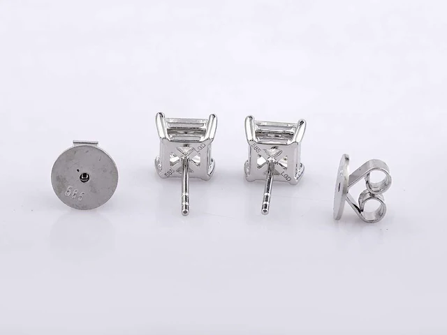 14 kt white gold earring with 2.0 cts lab grown diamond - afbeelding 4 van  6
