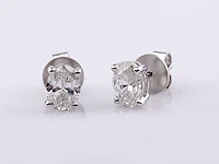 14 kt white gold earring with 2.0 cts oval cut lab grown diamond - afbeelding 2 van  6