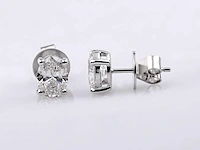 14 kt white gold earring with 2.0 cts oval cut lab grown diamond - afbeelding 3 van  6