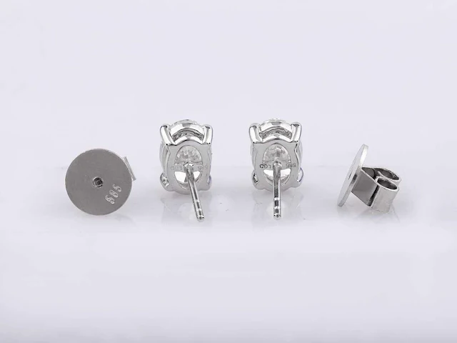 14 kt white gold earring with 2.0 cts oval cut lab grown diamond - afbeelding 5 van  6
