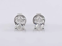 14 kt white gold earring with 2.0 cts oval cut lab grown diamond - afbeelding 1 van  6
