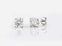 14 kt white gold earring with 2.5 cts lab grown diamond - afbeelding 2 van  9