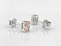 14 kt white gold earrings with 1.00cts pink fancy coloured lab grown diamond - afbeelding 3 van  8
