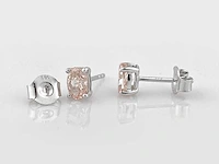 14 kt white gold earrings with 1.00cts pink fancy coloured lab grown diamond - afbeelding 4 van  8