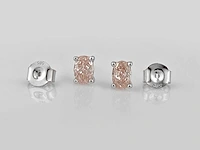 14 kt white gold earrings with 1.00cts pink fancy coloured lab grown diamond - afbeelding 5 van  8