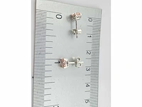 14 kt white gold earrings with 1.00cts pink fancy coloured lab grown diamond - afbeelding 8 van  8