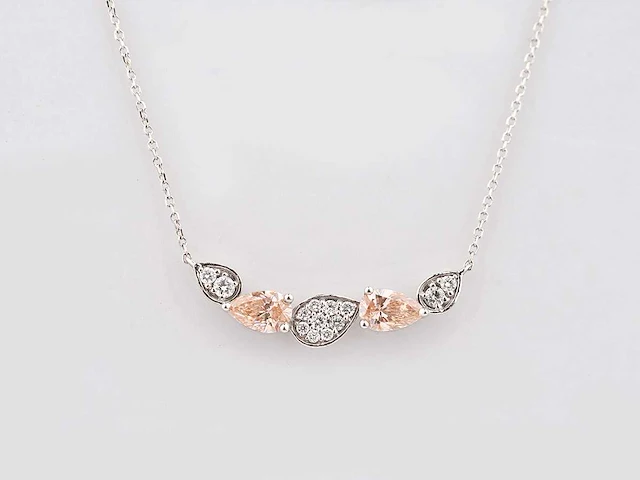 14 kt white gold necklace with 1.33 ctspendant with lab grown diamond - afbeelding 1 van  7