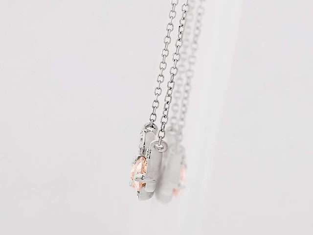 14 kt white gold necklace with 1.33 ctspendant with lab grown diamond - afbeelding 4 van  7