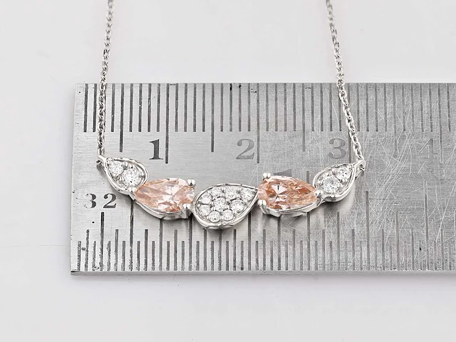 14 kt white gold necklace with 1.33 ctspendant with lab grown diamond - afbeelding 6 van  7