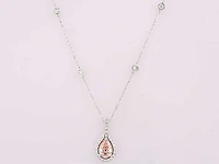 14 kt white gold necklace with pendant with 1.77 cts lab grown diamond - afbeelding 1 van  8