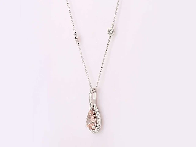 14 kt white gold necklace with pendant with 1.77 cts lab grown diamond - afbeelding 2 van  8