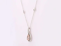 14 kt white gold necklace with pendant with 1.77 cts lab grown diamond - afbeelding 2 van  8