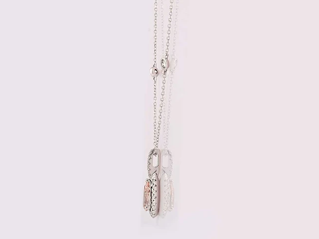 14 kt white gold necklace with pendant with 1.77 cts lab grown diamond - afbeelding 3 van  8