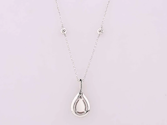 14 kt white gold necklace with pendant with 1.77 cts lab grown diamond - afbeelding 4 van  8