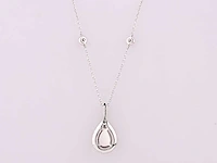 14 kt white gold necklace with pendant with 1.77 cts lab grown diamond - afbeelding 4 van  8