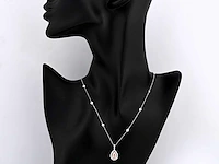 14 kt white gold necklace with pendant with 1.77 cts lab grown diamond - afbeelding 5 van  8