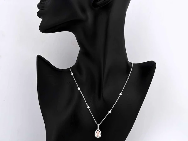 14 kt white gold necklace with pendant with 1.77 cts lab grown diamond - afbeelding 5 van  8