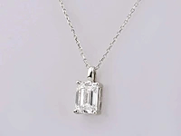 14 kt white gold pendant with 2.0 cts emerald lab grown diamond - afbeelding 3 van  8