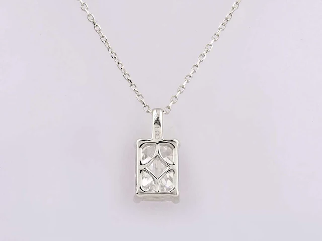14 kt white gold pendant with 2.0 cts emerald lab grown diamond - afbeelding 5 van  8