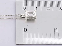 14 kt white gold pendant with 2.0 cts emerald lab grown diamond - afbeelding 8 van  8